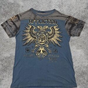 Y2K Affliction Eagle Graphic Tee Blue Size XXL